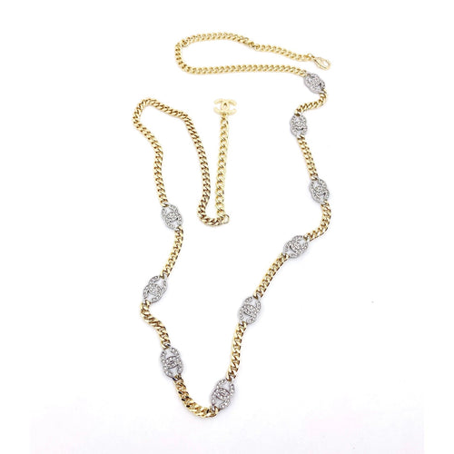 18K Chanel Crystal Chain Link Necklace
