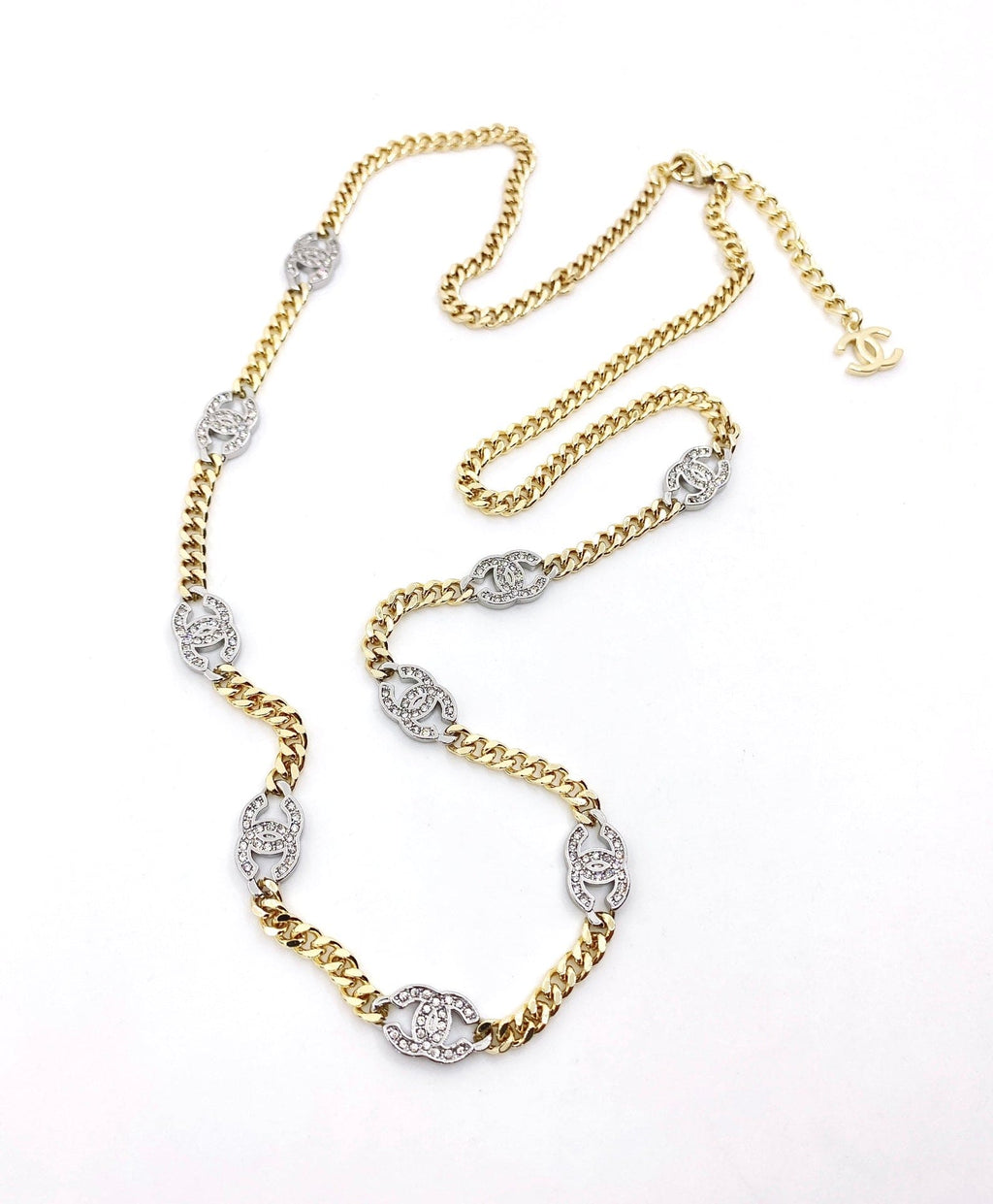 18K Chanel Crystal Chain Link Necklace