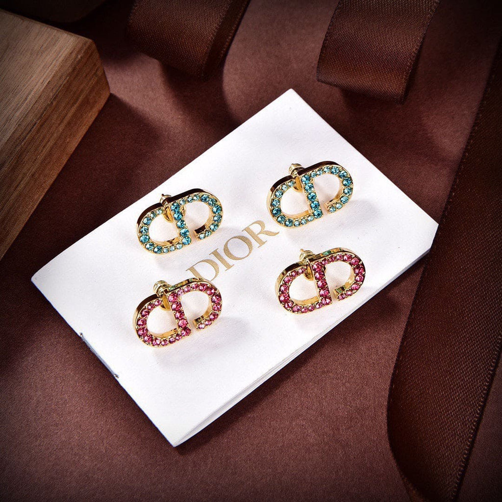18K Dior Petit Stud Fuchsia Crystals Earrings