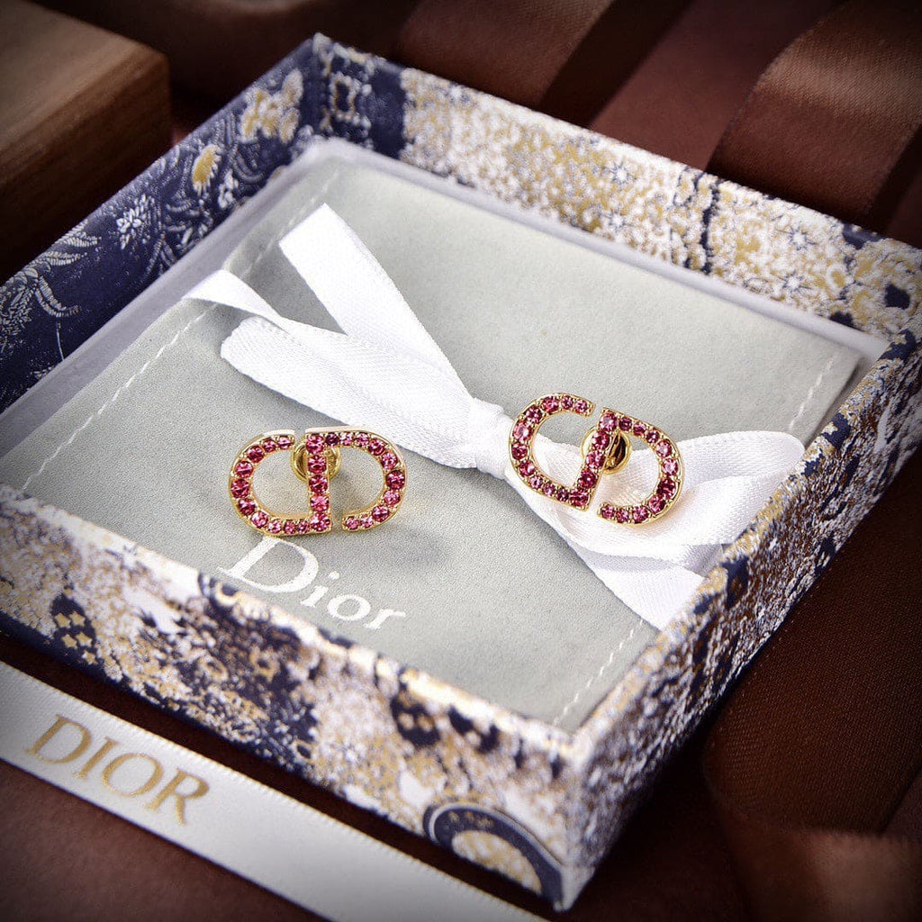 18K Dior Petit Stud Fuchsia Crystals Earrings