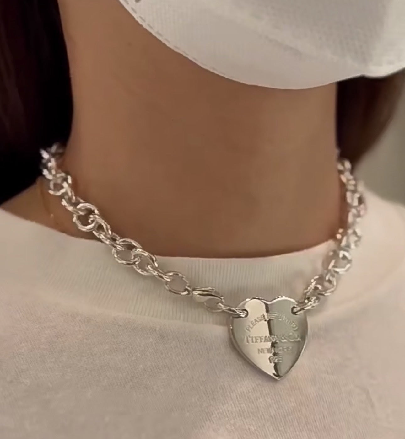 18K Tiffany Return to Heart Tag Chain Link Necklace