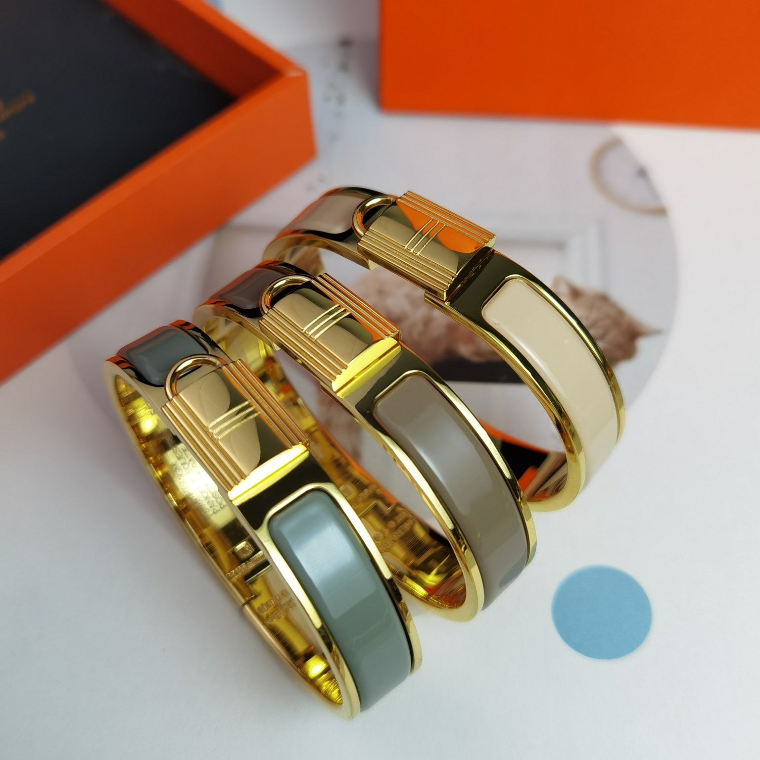18K Hermes Clic Cadenas Light Brown Bracelet