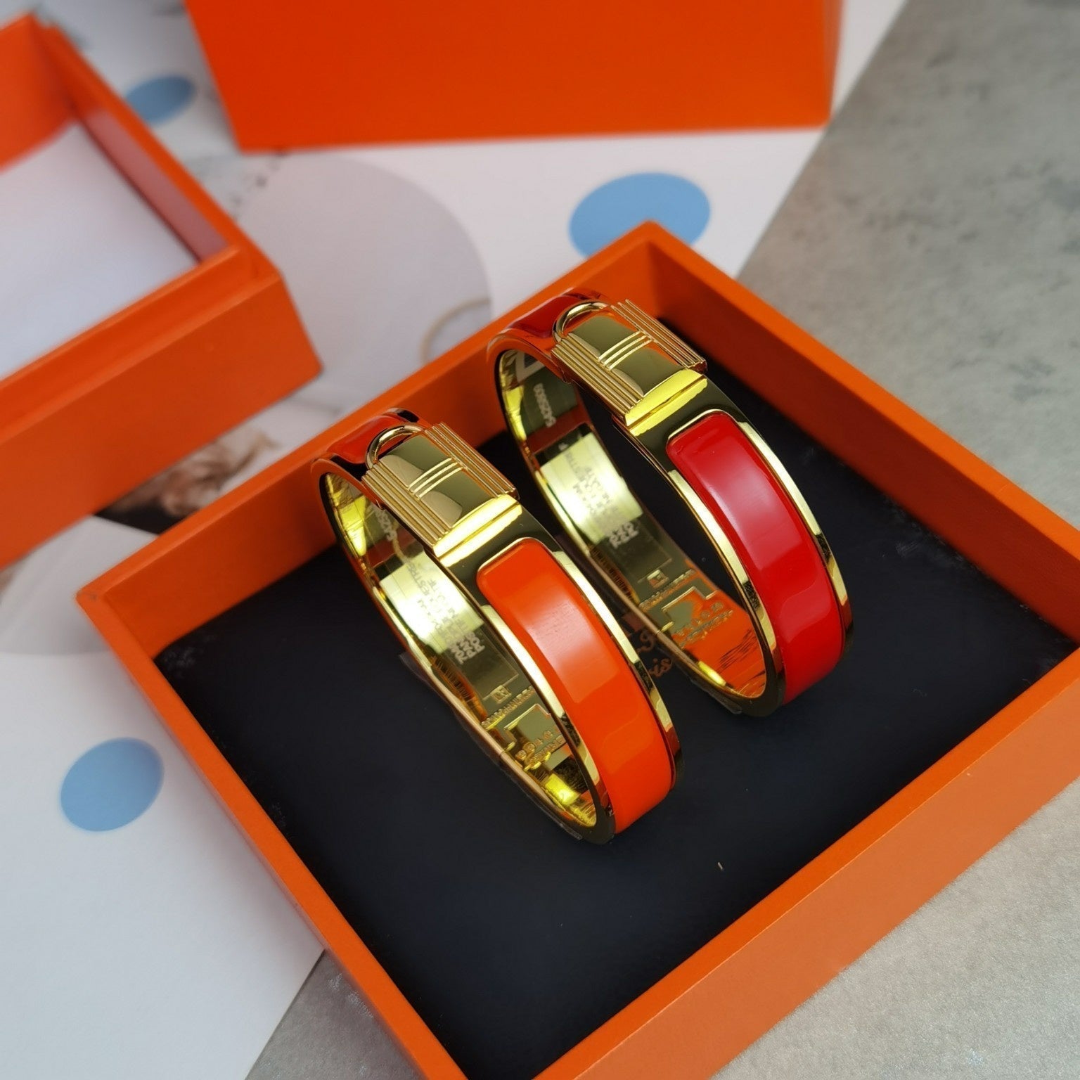 18K Hermes Clic Cadenas Red Bracelet