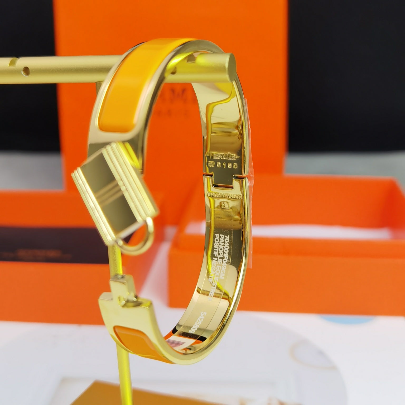 18K Hermes Clic Cadenas Orange Bracelet