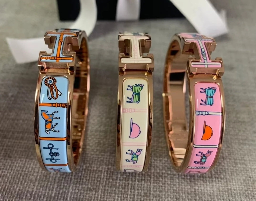 18K Hermes Clic Couvertures Blue Bracelet