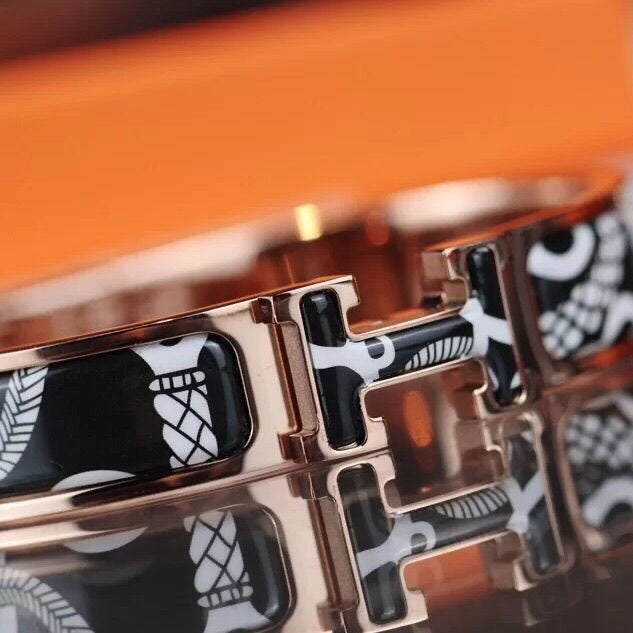 18K Hermes Clic Panoplie Equestre Black Bracelet