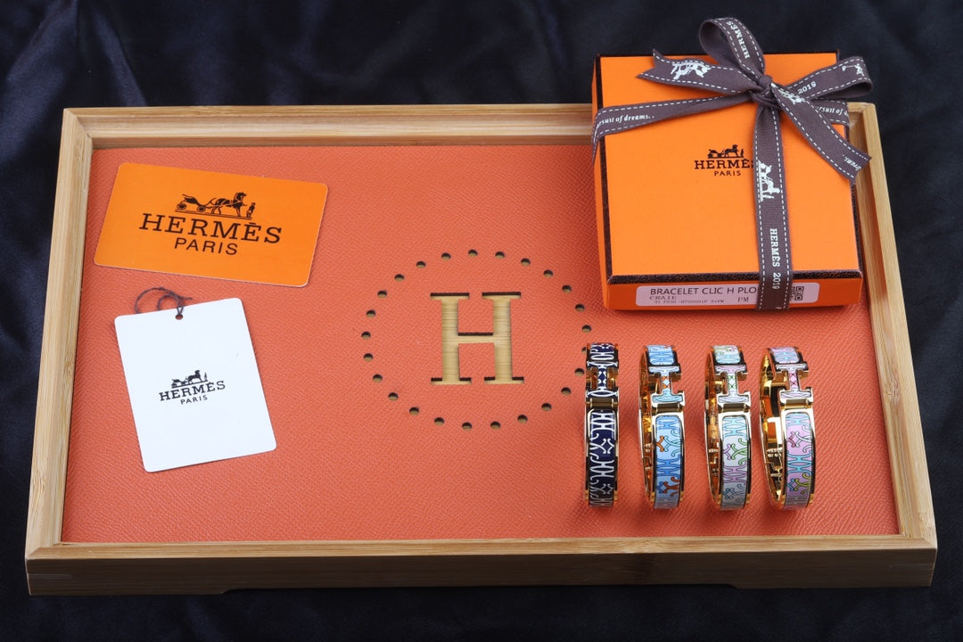 18K Hermes Clic H Lift Blue Bracelet
