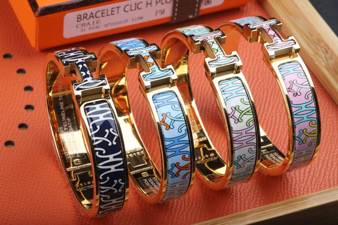 18K Hermes Clic H Lift Blue Bracelet