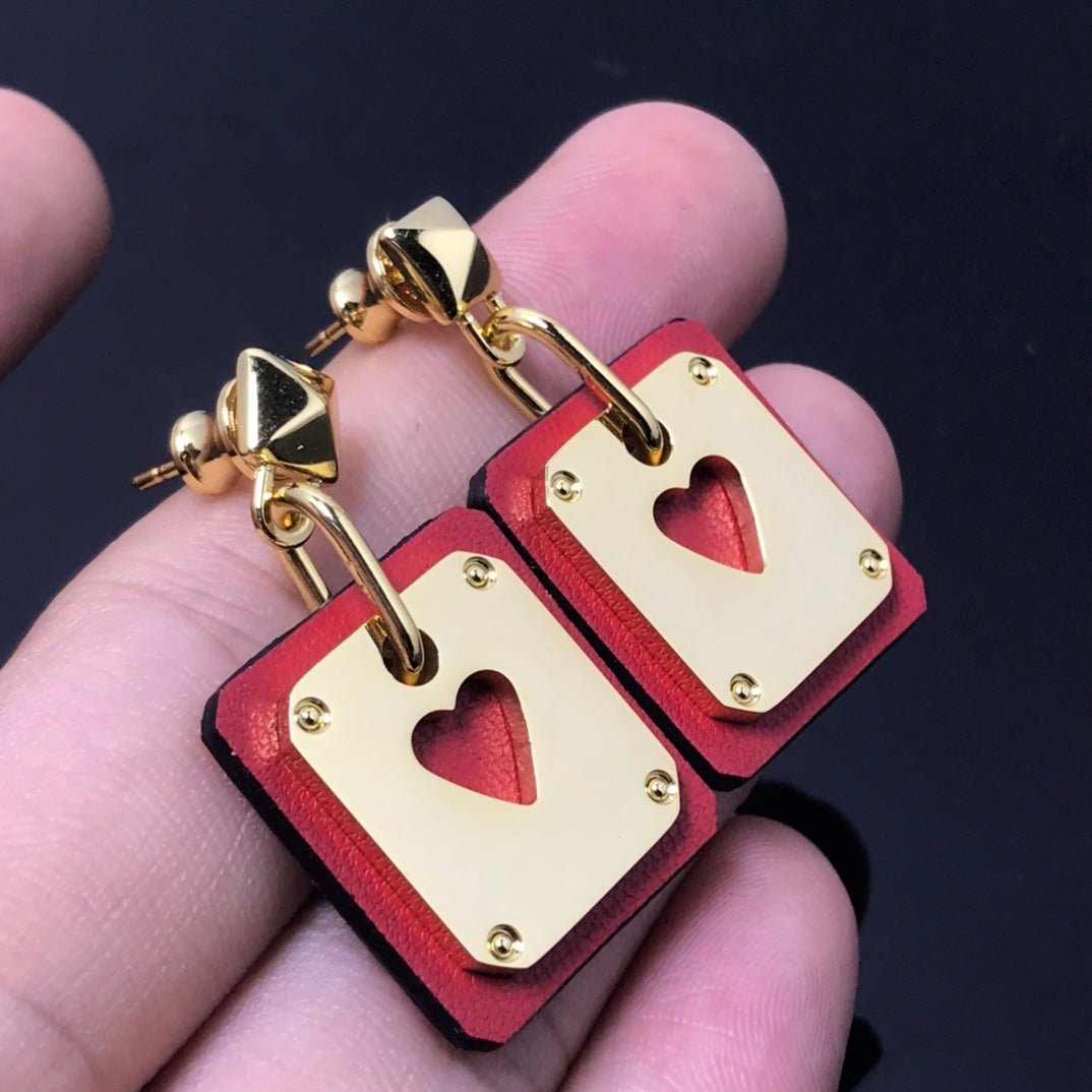 18K Hermes As De Celine Red Earrings