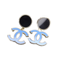 18K Chanel Classic Blue Dangle Earrings