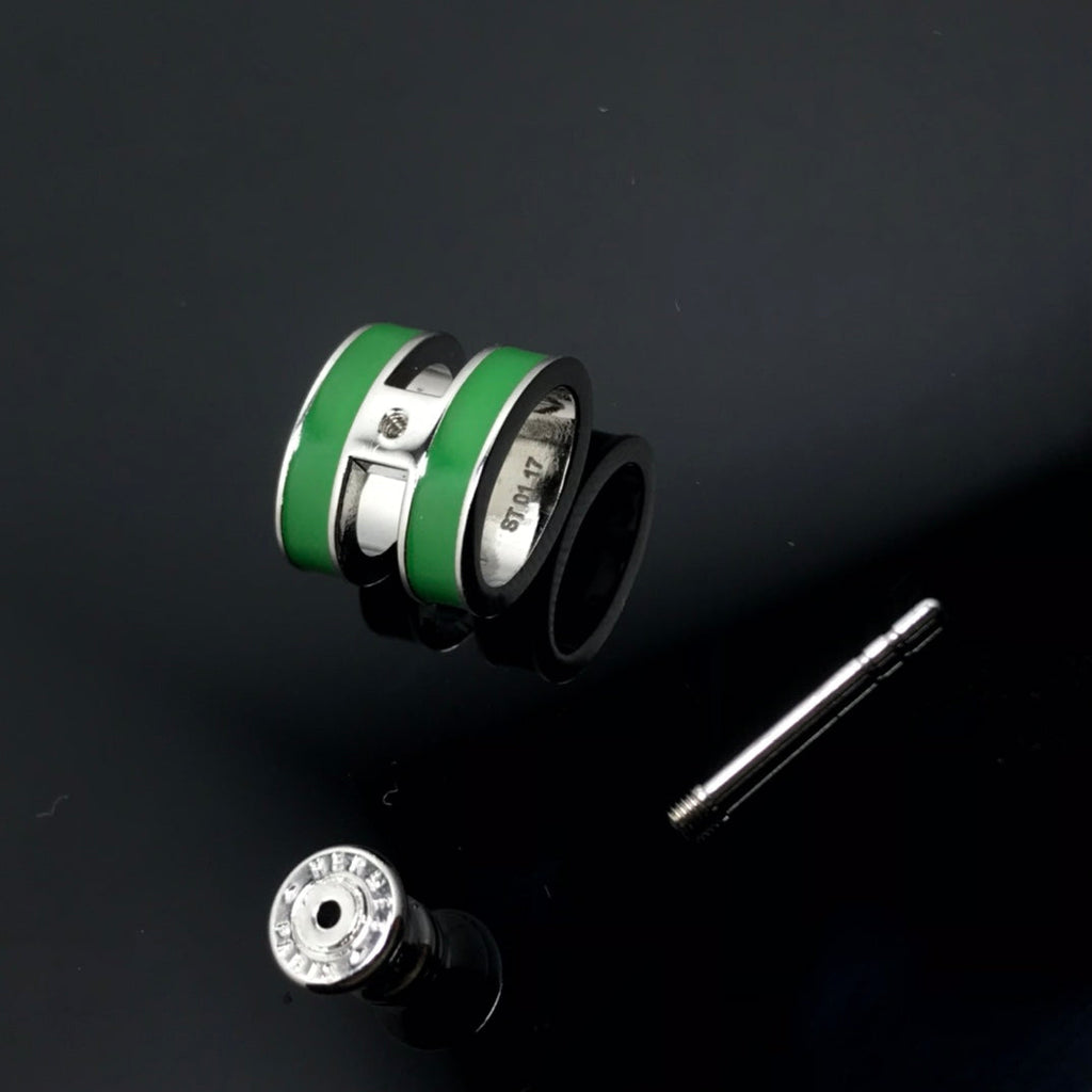 18K Hermes Mini Pop Green Earrings