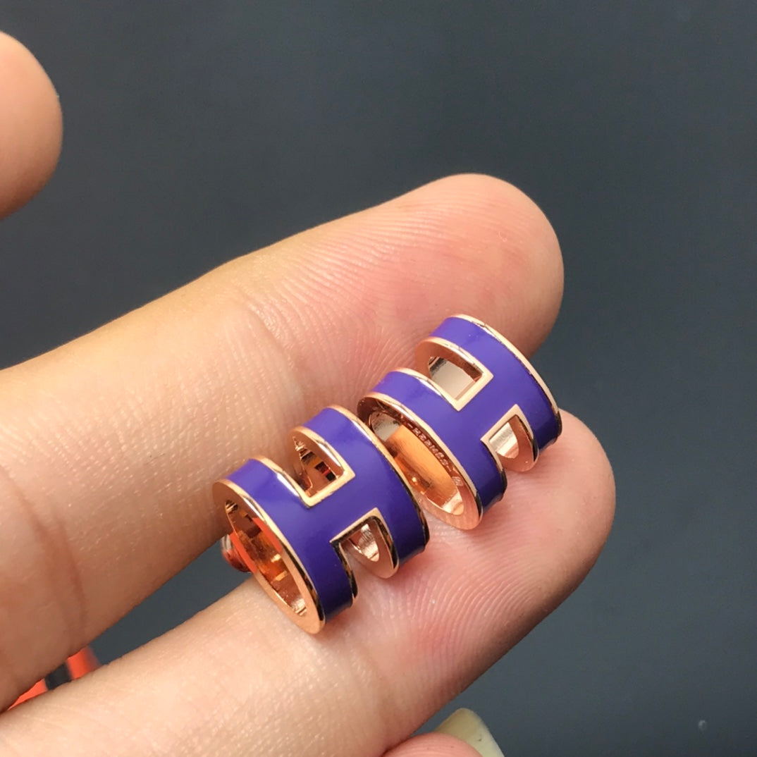 18K Hermes Mini Pop Purple Earrings