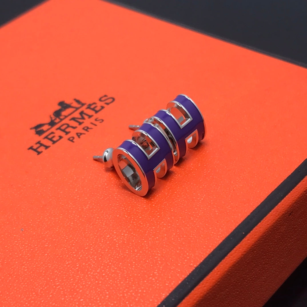 18K Hermes Mini Pop Purple Earrings