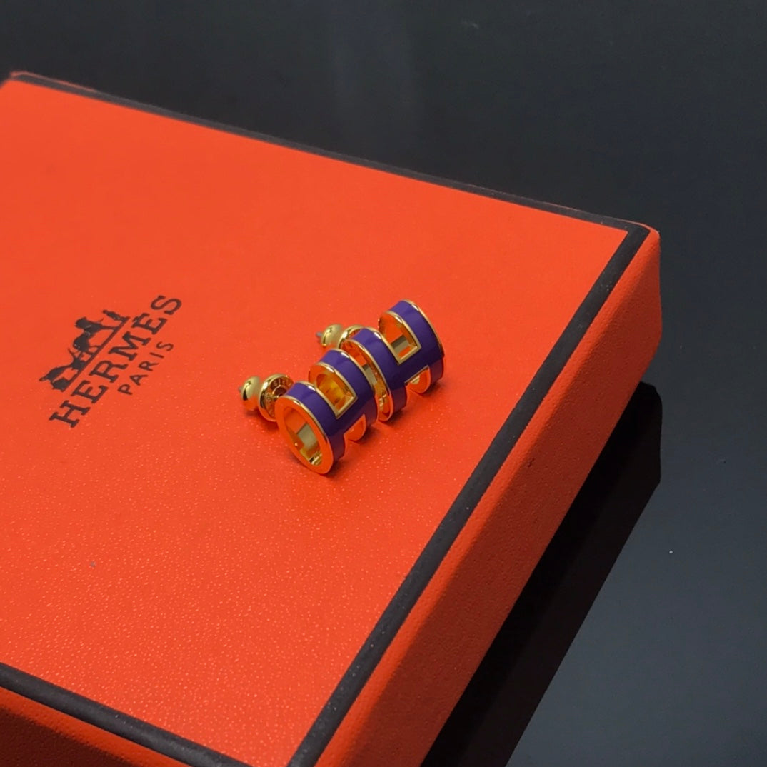 18K Hermes Mini Pop Purple Earrings