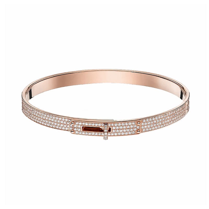 18K Hermes Rose Gold Kelly Diamonds Bracelet