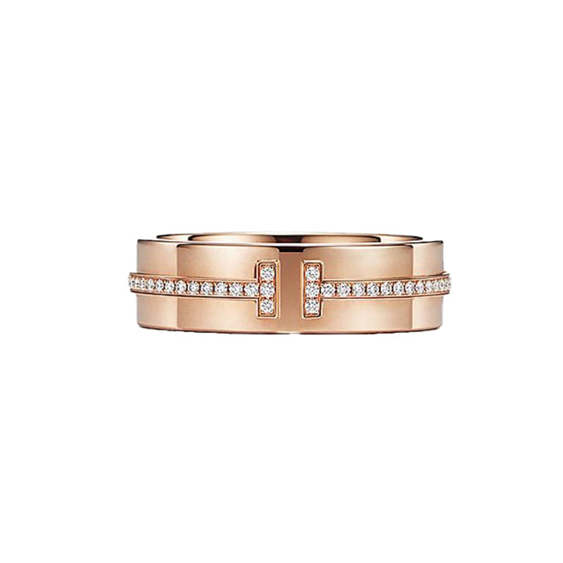 18K Tiffany Rose Gold Narrow Diamond Ring