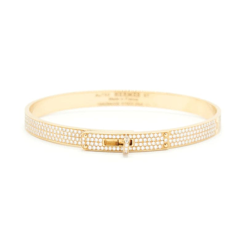 18K Hermes Yellow Gold Kelly Diamonds Bracelet
