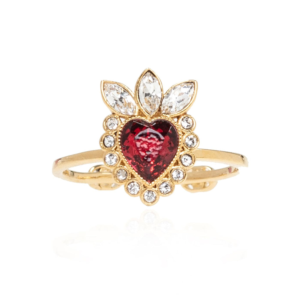 18K Gucci Double Crystal Heart Ring