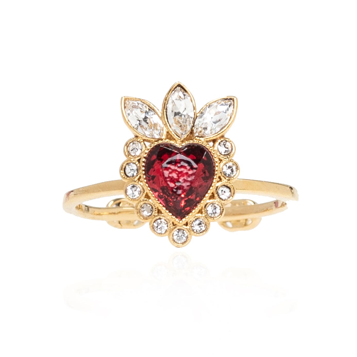 18K Gucci Double Crystal Heart Ring