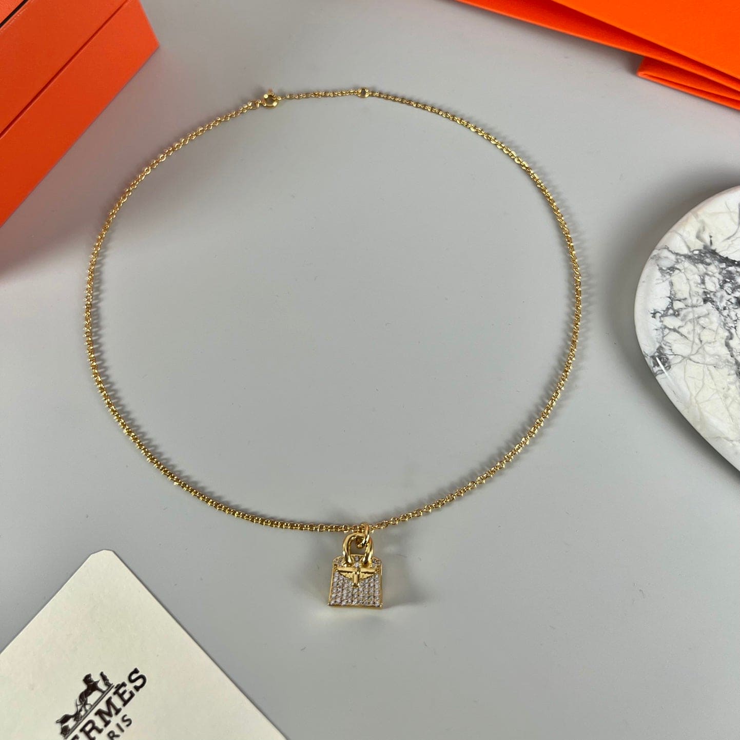 18K Hermes Amulettes Birkin Pendant Necklace