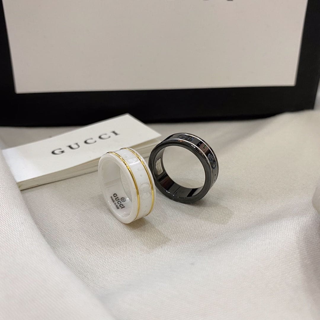 18K Gucci Double Icon White Zirconia Ring