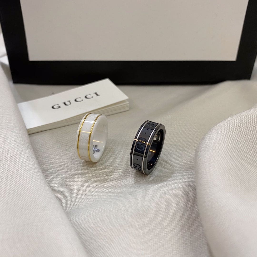 18K Gucci Double Icon White Zirconia Ring