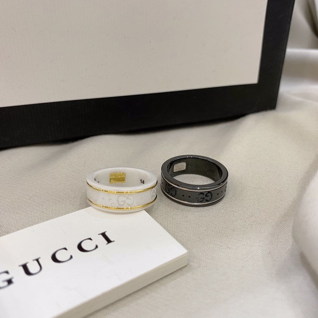 18K Gucci Double Icon White Zirconia Ring