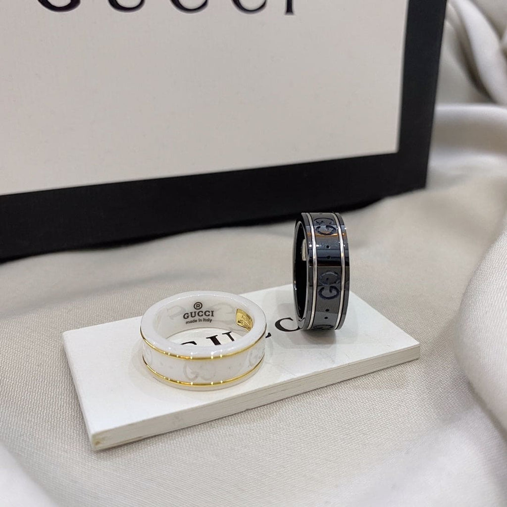 18K Gucci Double Icon White Zirconia Ring