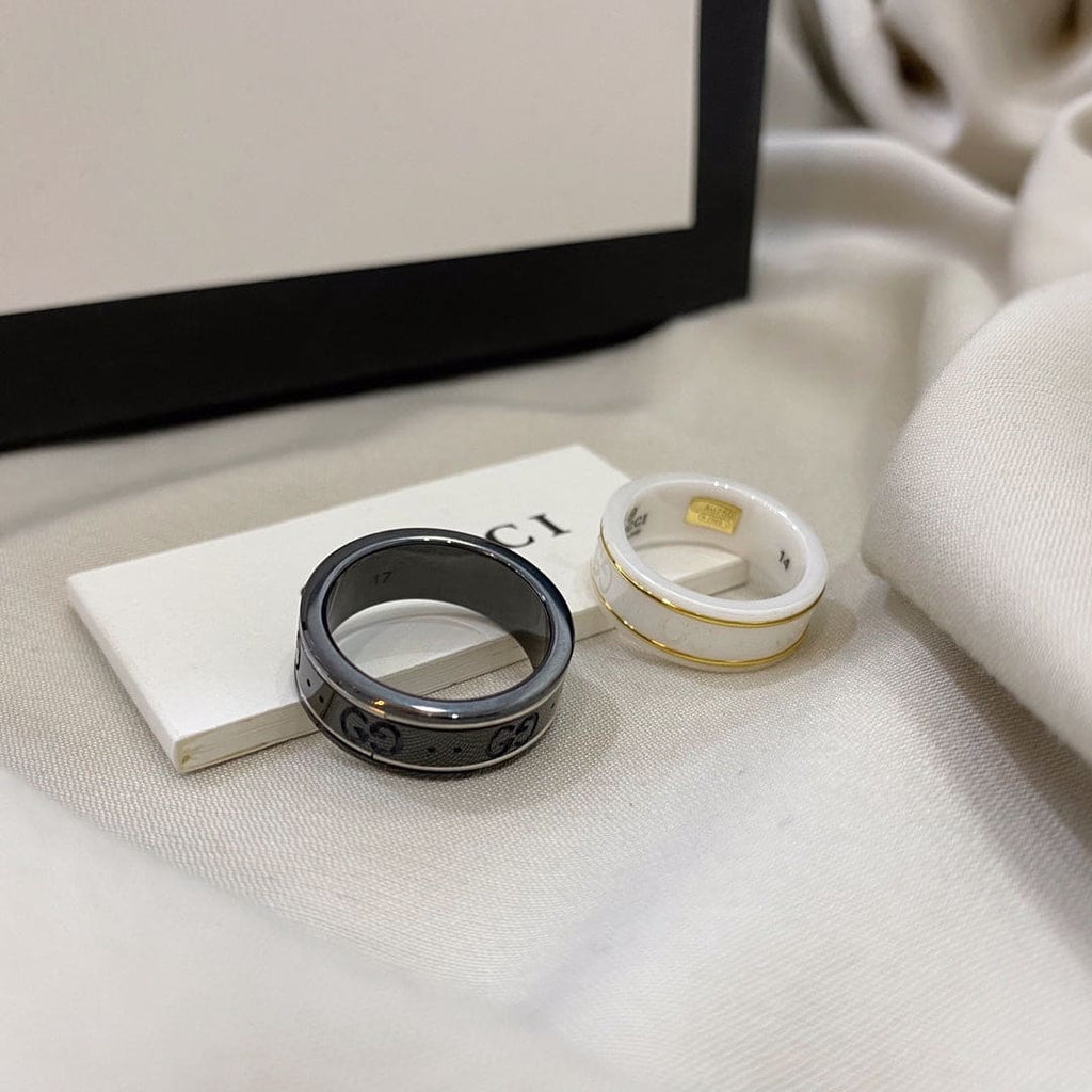18K Gucci Double Icon White Zirconia Ring