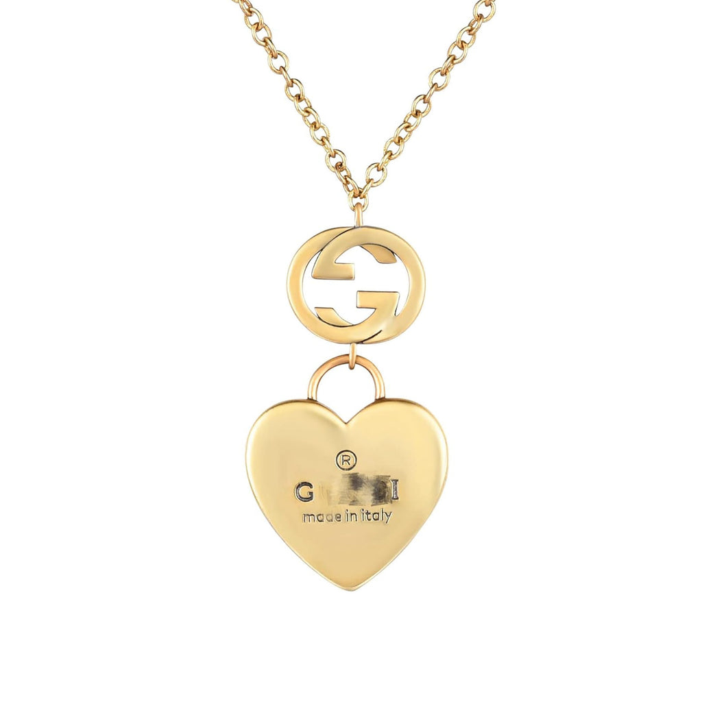 18K Gucci Double Heart Pendant Necklace