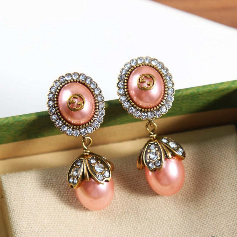 18K Gucci Double Flower Pearl Earrings