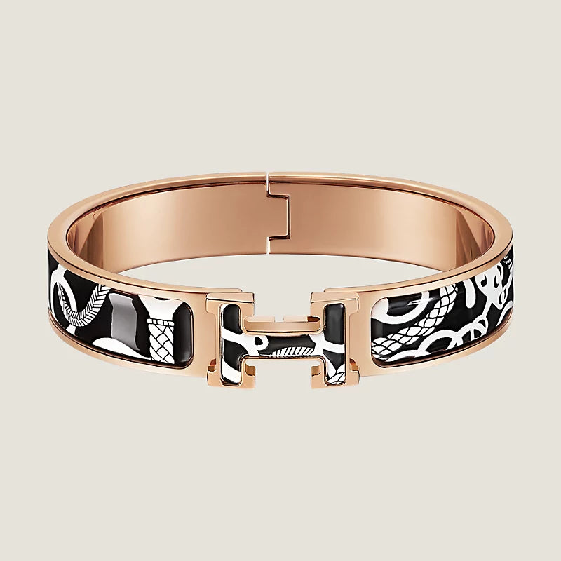 18K Hermes Clic Panoplie Equestre Black Bracelet