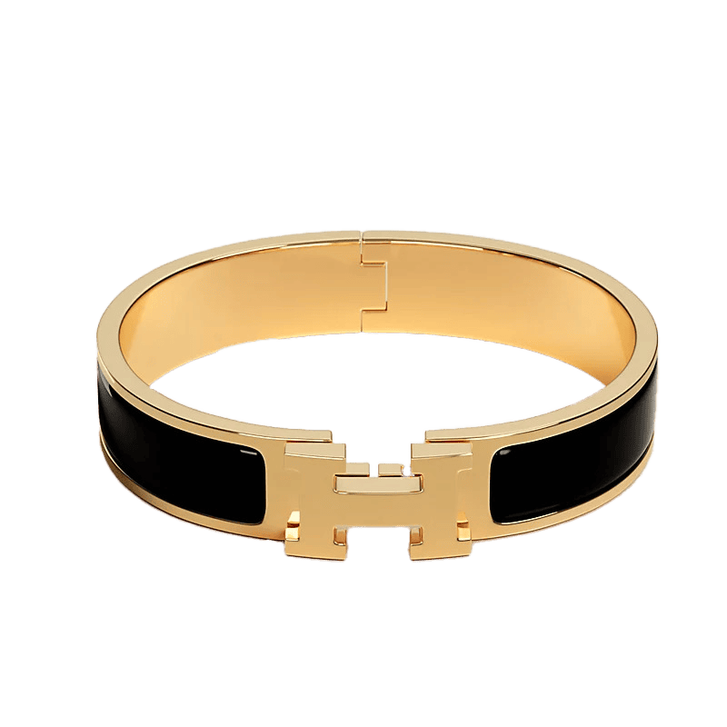 18K Hermes Clic Black Bracelet
