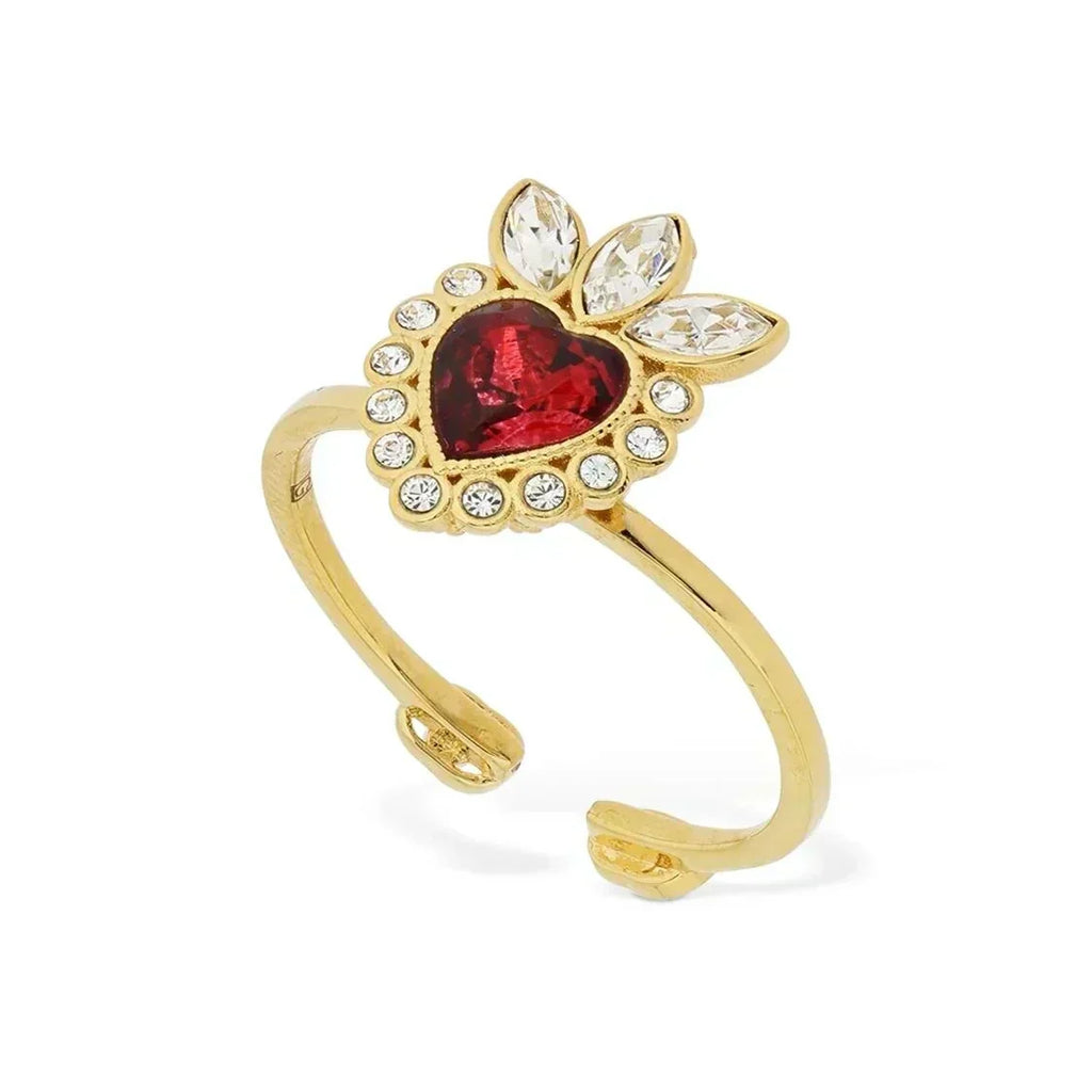 18K Gucci Double Crystal Heart Ring