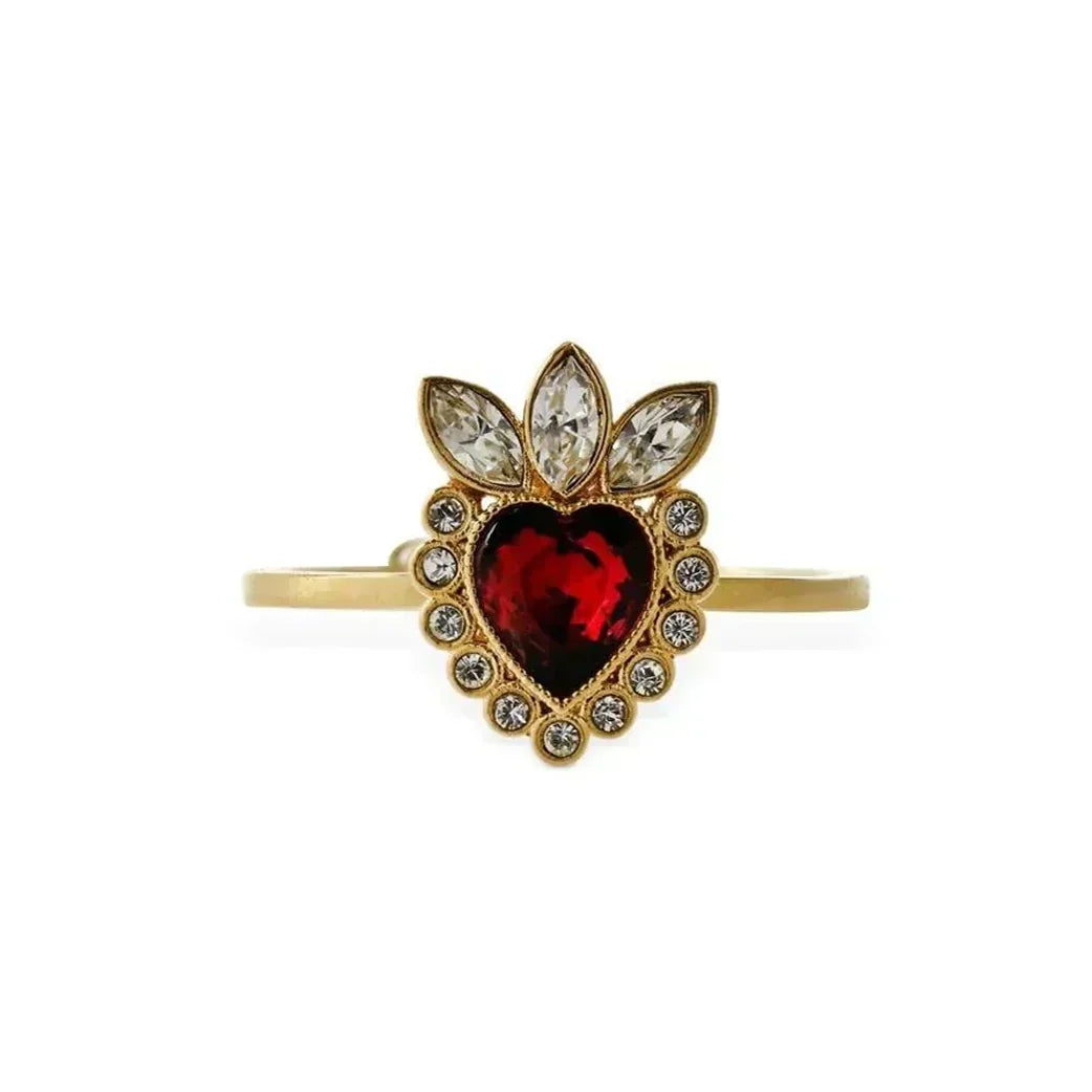 18K Gucci Double Crystal Heart Ring