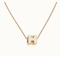 18K Hermes Cage D'H White Necklace