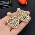 18K Chanel Gold Heart Pearl Earrings