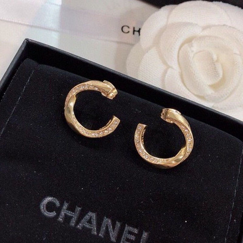 18K Chanel Half Circle Diamond Earrings