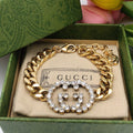 18K Gucci Double Interlocking Gucci Diamond Chain Bracelet