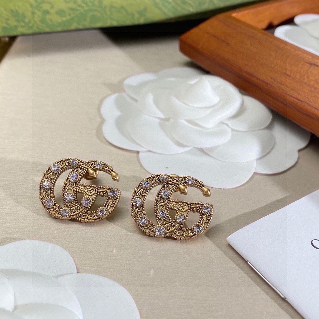 18K Gucci Double Crystals Earrings