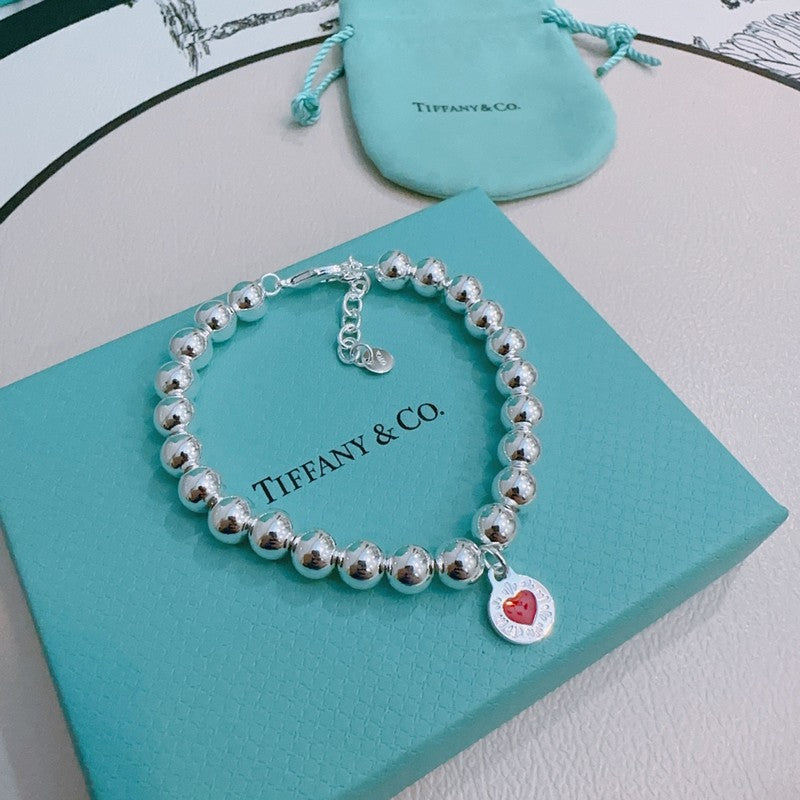 18K Tiffany Return to Red Heart Bead Bracelet