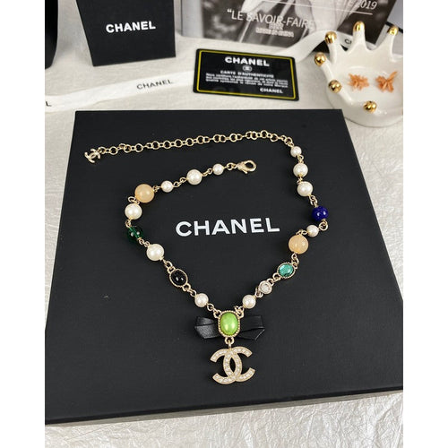 18K Chanel Crystal Bow Necklace