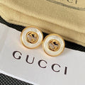 18K Gucci Double Gold Pearl Earrings
