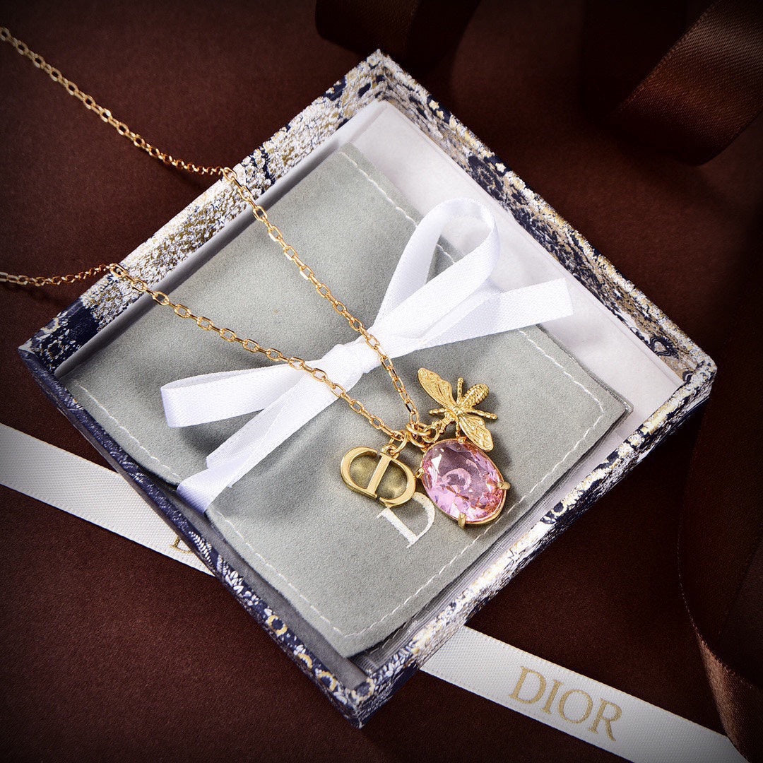 18K Dior Petit Pink Crystal Necklace