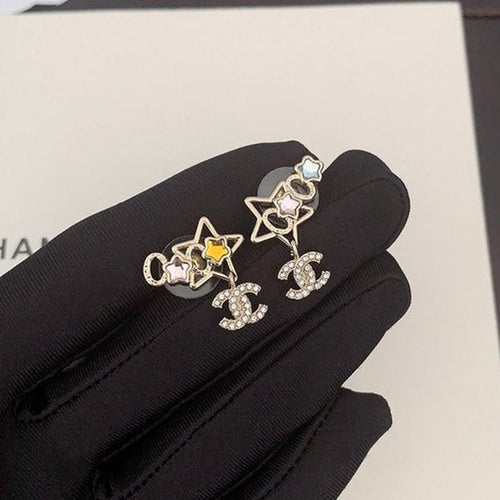 18K Chanel Color Crystal Star Earrings