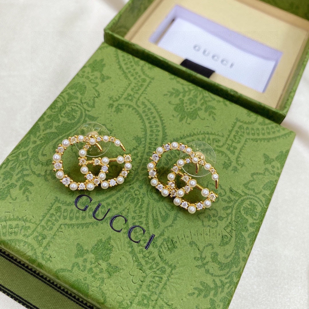 18K Gucci Double Pearls Earrings
