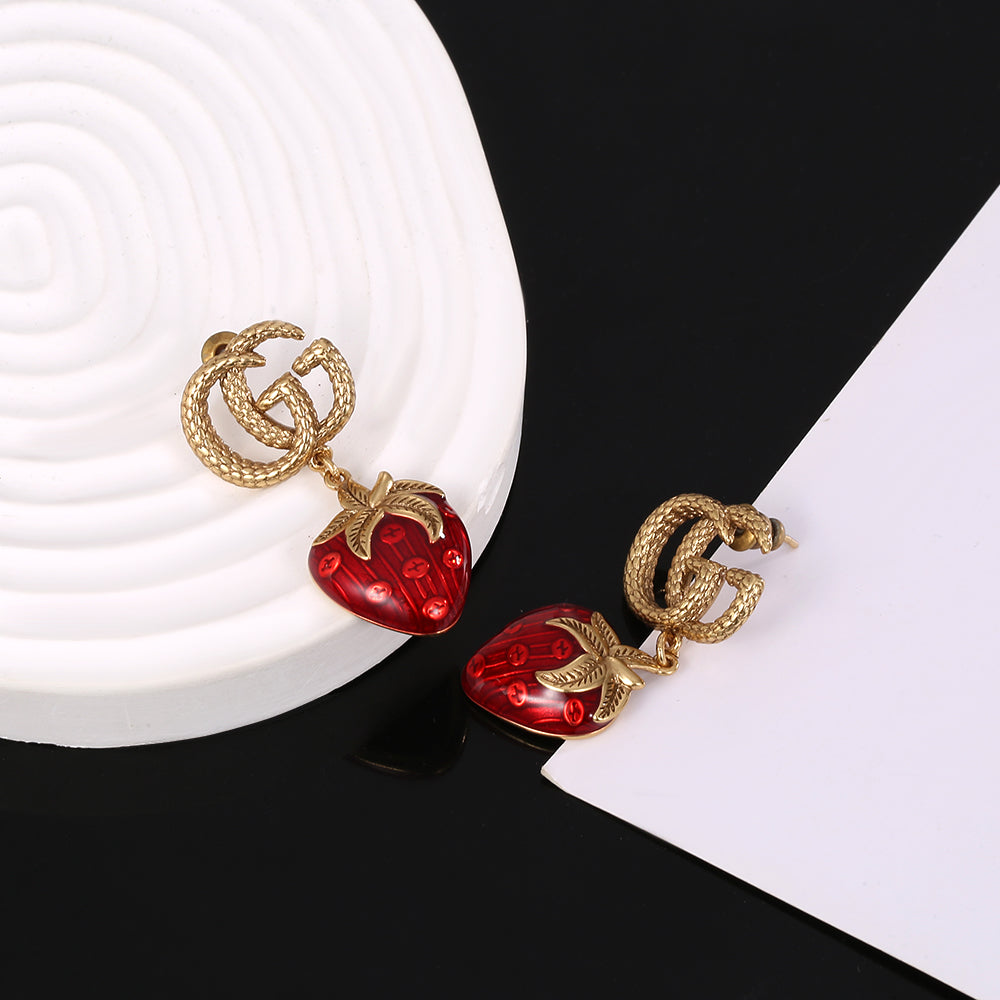 18K Gucci Double Strawberry Earrings