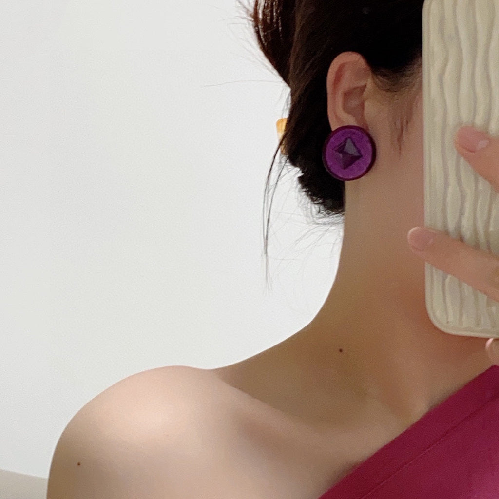 18K Chanel Vintage Purple Earrings
