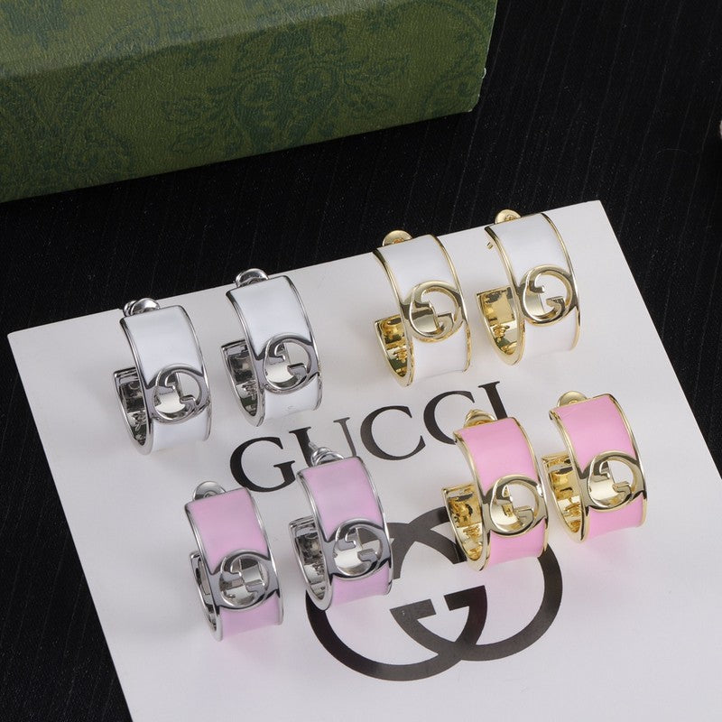18K Gucci Double Color Enamel Earrings