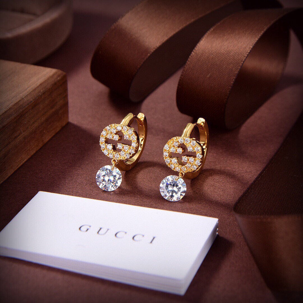 18K Gucci Double Interlocking Gucci Diamond Earrings